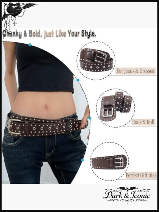 Chunky Big Statement Belt with Studded Punk Goth Style main image 5